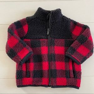 Red & Black Buffalo Check Sherpa Jacket